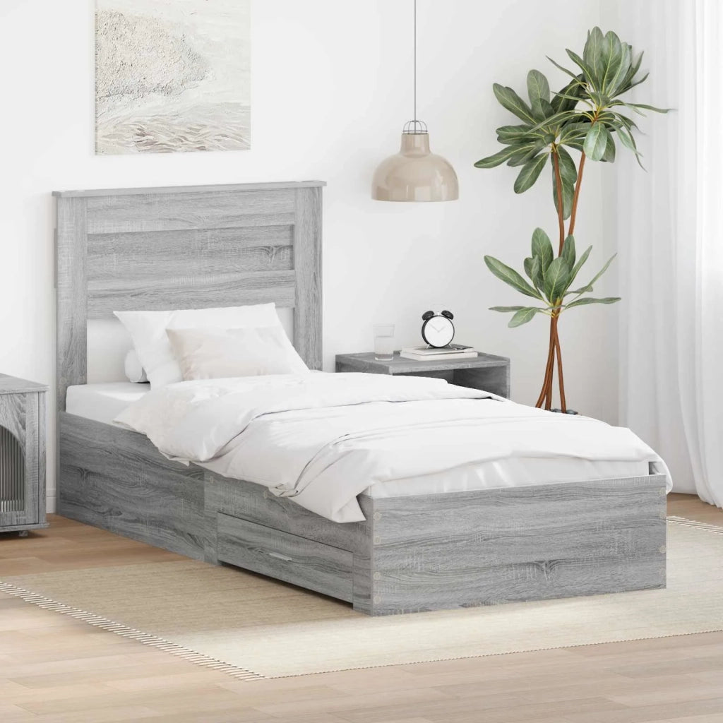 Struttura del letto Grigio Sonoma e Argento 75 x 190 cm 3410047