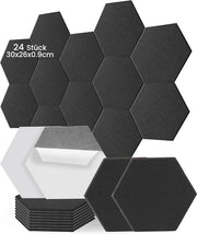 Pannelli di isolamento acustico per parete - Pannelli acustici a sei angoli, autoadesivi, 24 pezzi, alta densità, 30 x 26 x 0,9 cm