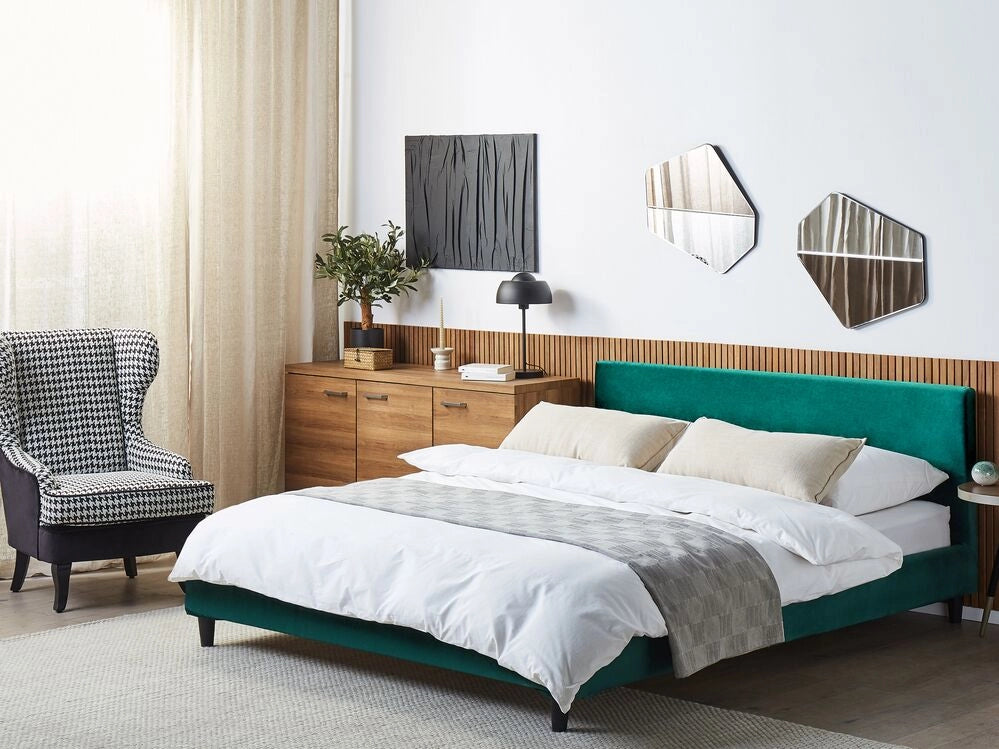 Letto 180 x 200 cm con  rete a doghe in velluto grigio contemporanea