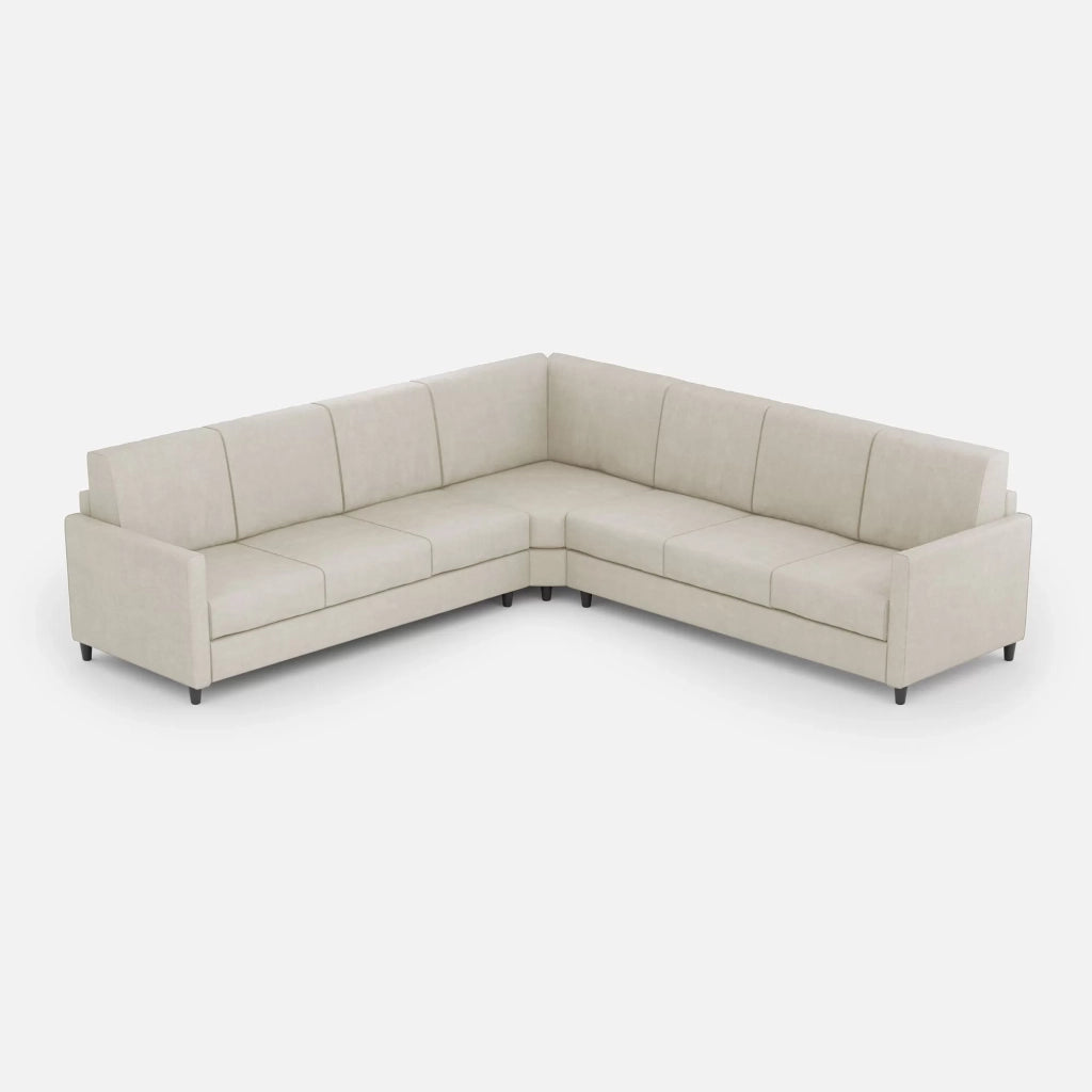 Divano karay 3 posti  (tre sedute da 60cm) + angolo + divano 3 posti (tre sedute da 60cm) misure esterne l.281x281 | latte - Mobili 2G