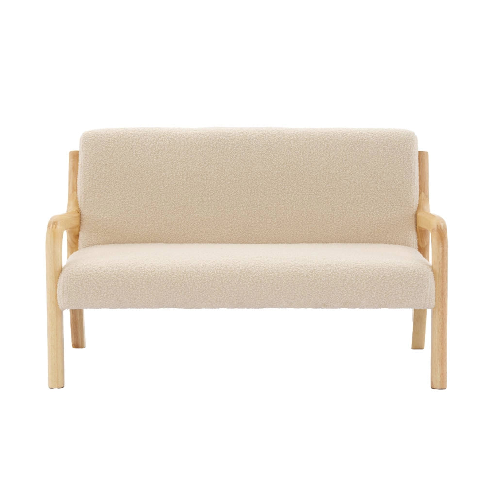 Panca per bambini scandinava, tessuto bouclé, 2 posti, beige
