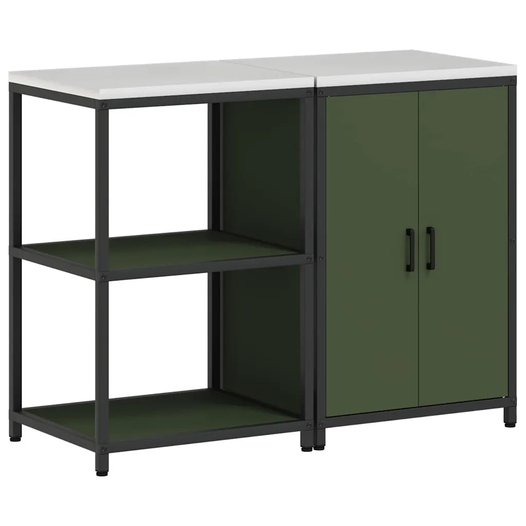vidaXL Set di Stoccaggio per Cucina 2 pcs Verde oliva 120 x 50 x 92 cm