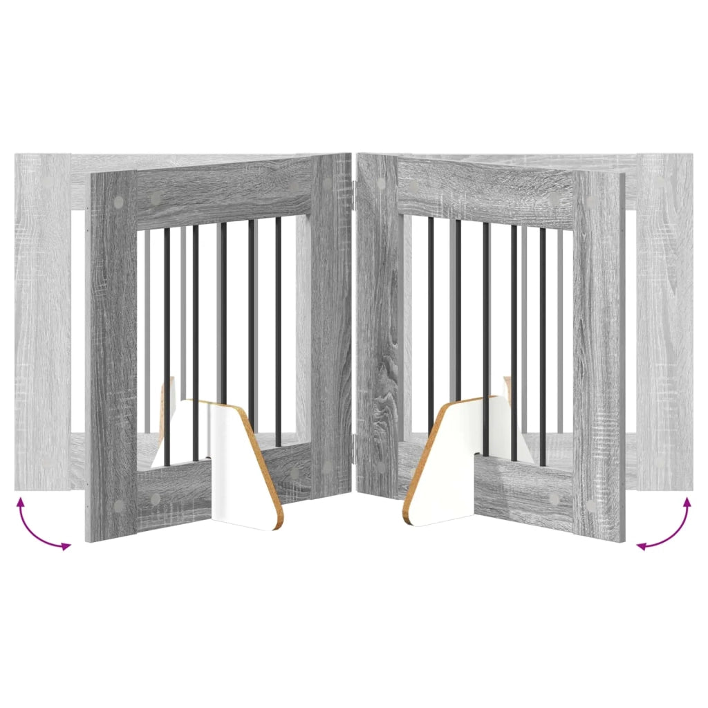 Cancello per cani con supporti 4 pz Grigio Sonoma 60 x 60 cm CFW5646991