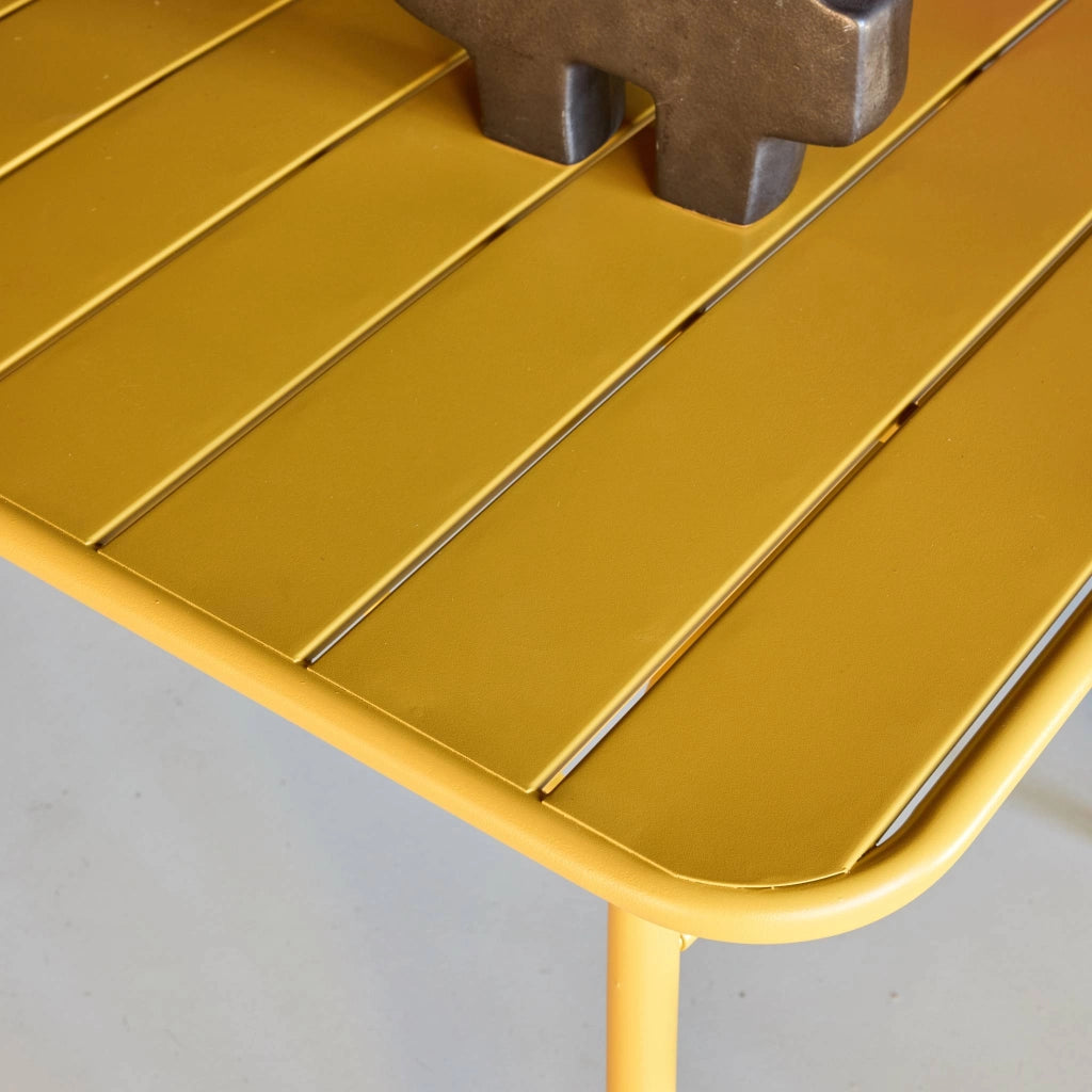 Set tavolo da giardino bistrot in metallo con 4 sedie, 120cm, ocra