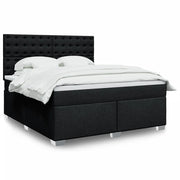 vidaXL Giroletto a Molle con Materasso Nero 180x200 cm in Tessuto