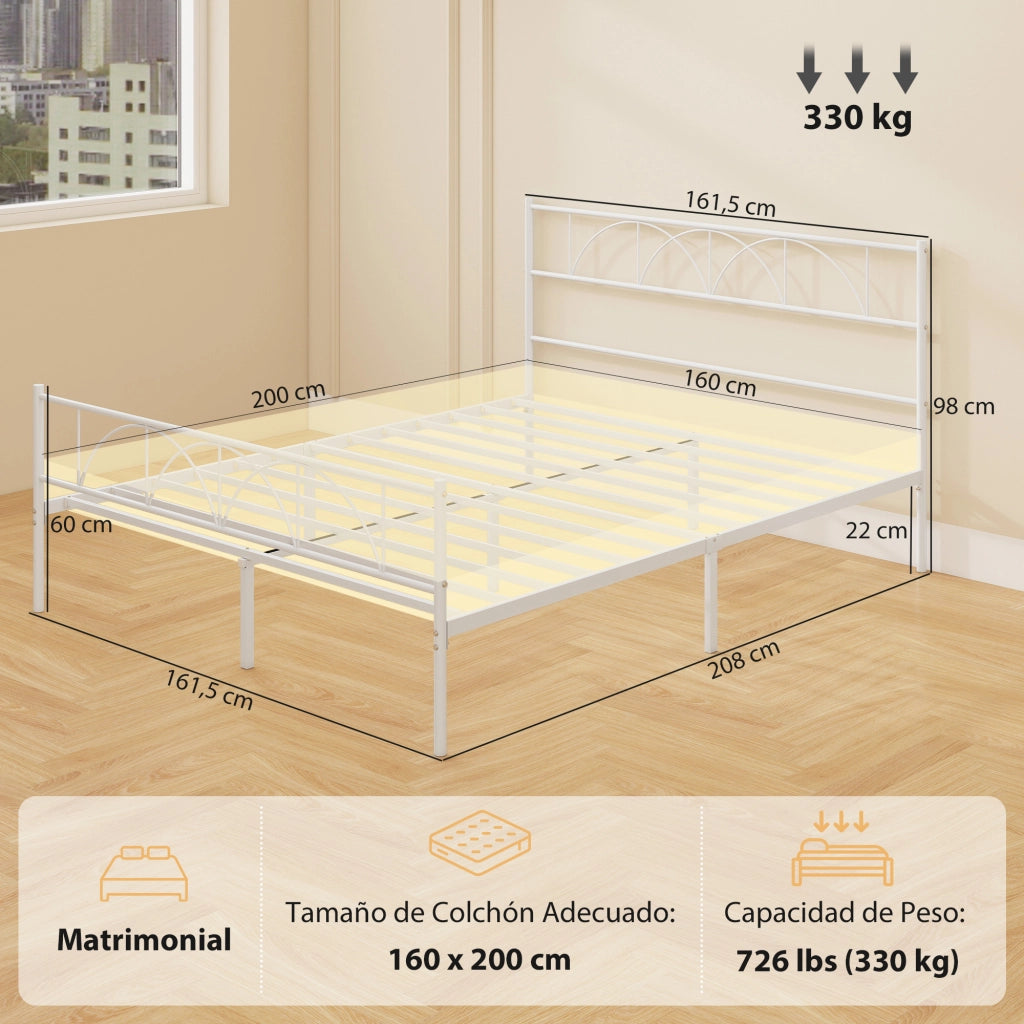 Letto Contenitore 160x200 cm ¨C Xylo ¨C Struttura in Metallo con Testiera e Rete a Doghe Nero