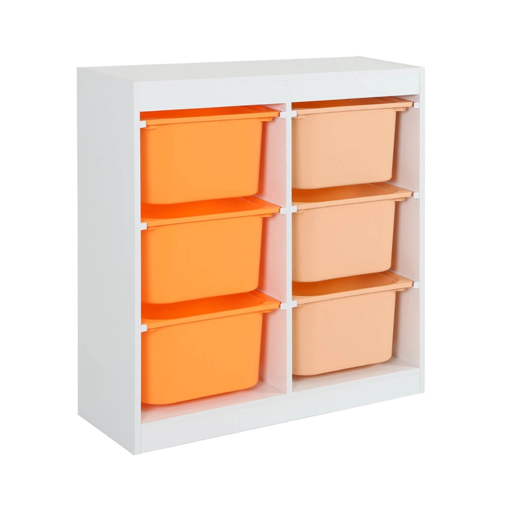 Mobile per bambini con 6 scatole colorate, arancione