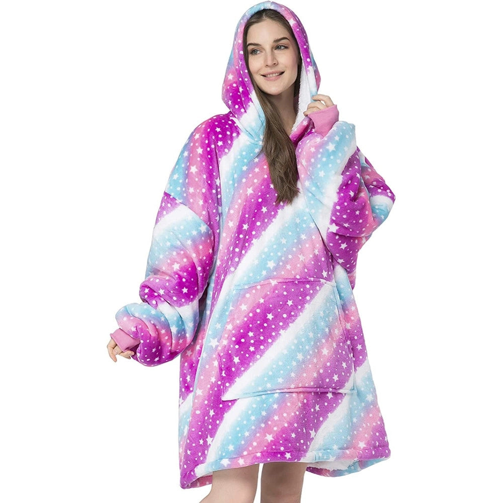 Trade Shop - Coperta Felpa Con Maniche Tasca E Cappuccio Comoda E Calda In Vari Colori Plaid -