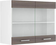Mobile da cucina in vetro R-Line, Grigio nobile, 80 cm, per la libera combinazione all'interno di sistemi cucina modulari
