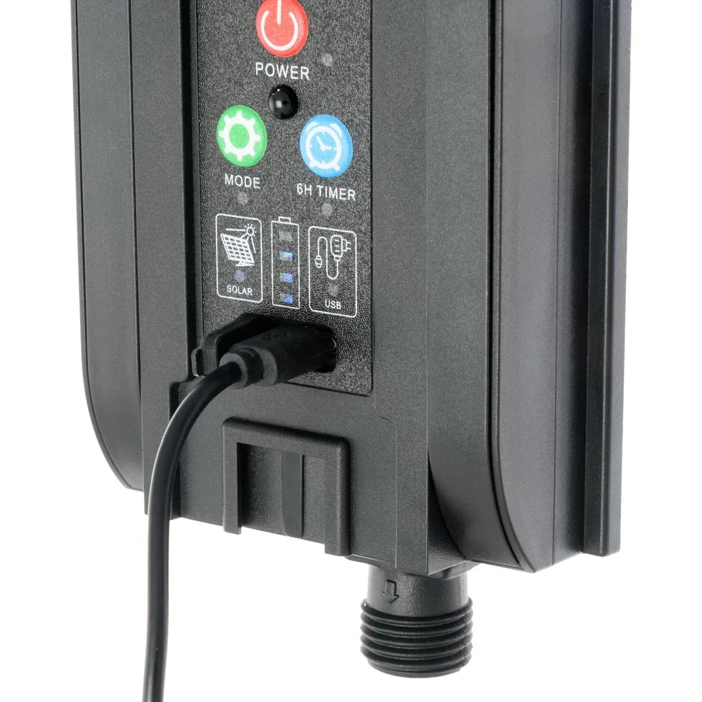 Catena solare 20 m, 400 led bianco caldo, cavo verde, Power Bank con ricarica USB