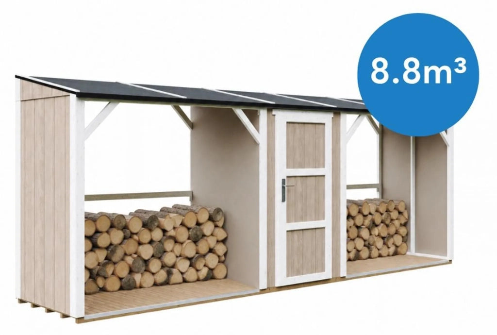TIMBELA M986-TERRA BROWN Legnaia Doppia con Ripostiglio 6,49 m²