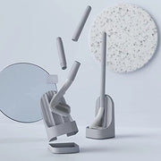 Set di spazzole per il bagno con asta lunga, spazzola per il bagno, senza fori morti, spazzola per pulizia del bagno, set di spazzola per il bagno e supporto (grigio)