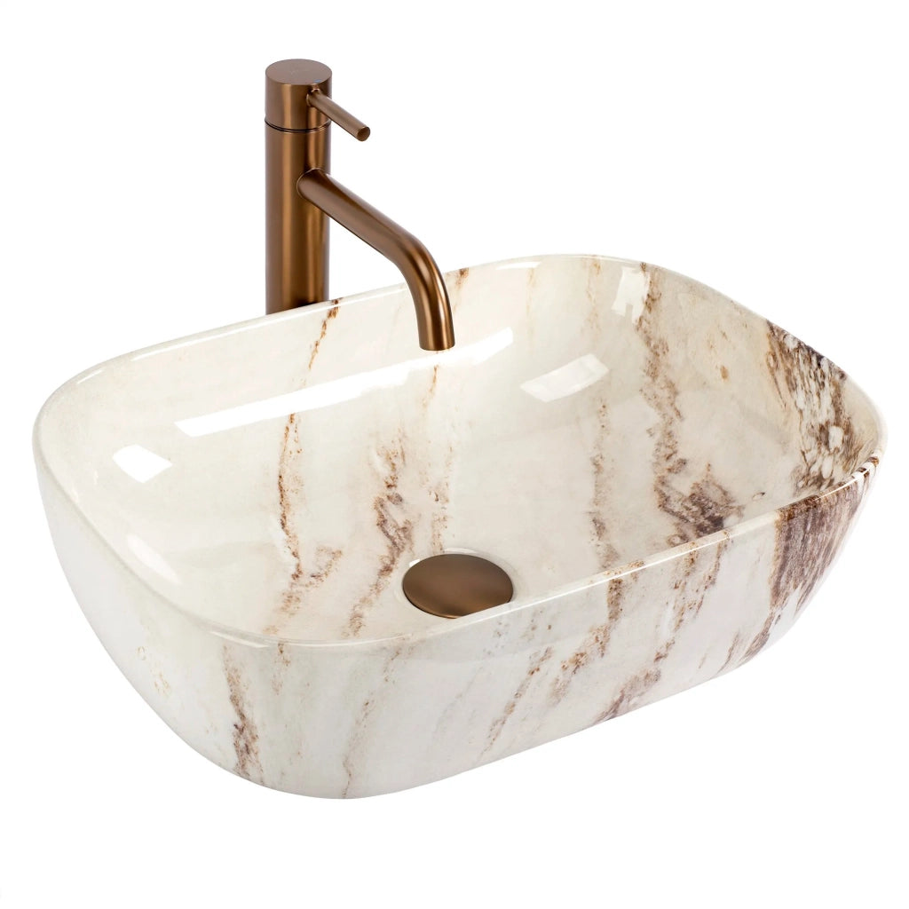 Lavabo Da Appoggio Rea Belinda Marrone Shiny