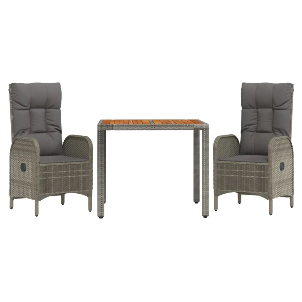 Set da Pranzo da Giardino 3 pz con Cuscini in Polyrattan Grigio 3185038