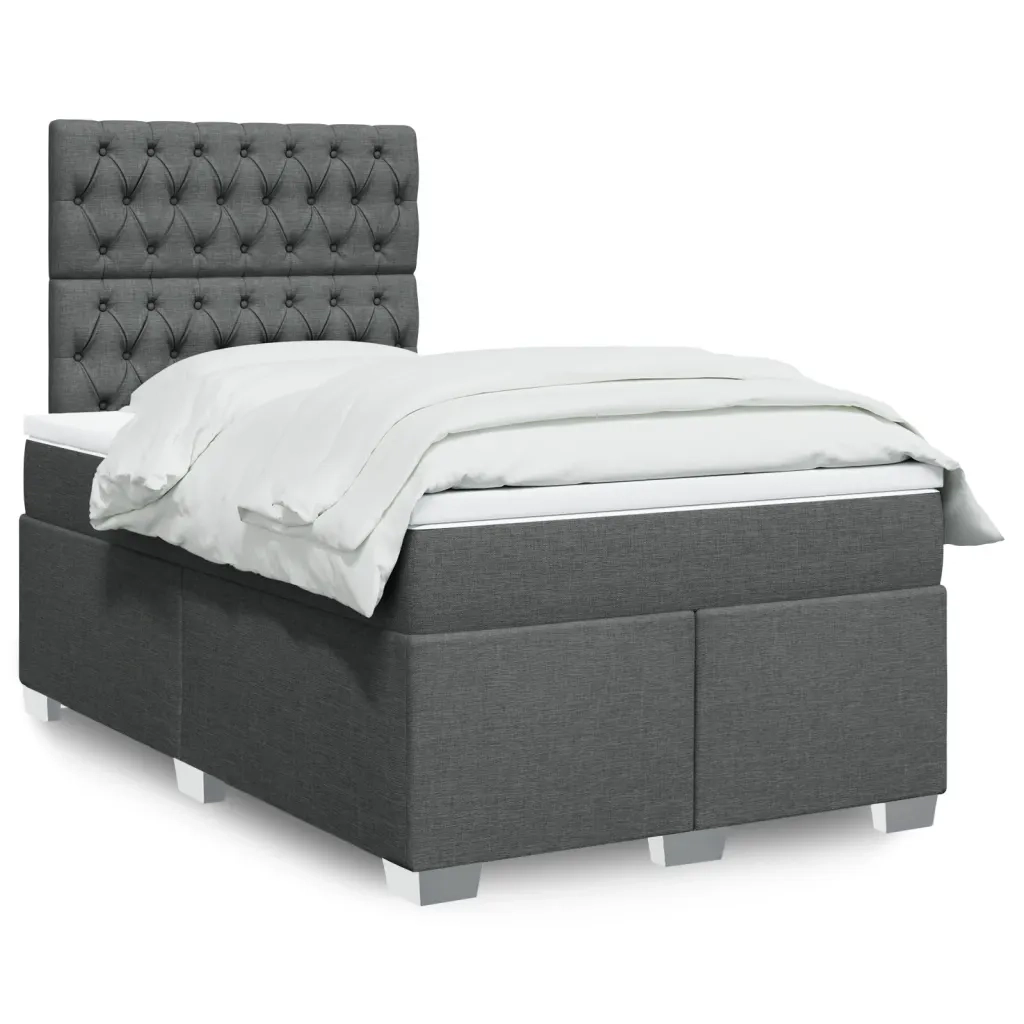 Giroletto a Molle con Materasso Grigio Scuro 120x200 cm Tessuto