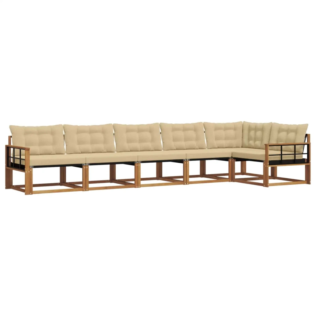 Set di divani da esterno con cuscino 6 pcs Naturale e Beige 3369512