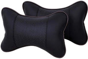 Cuscino auto 2 in 1 in PU pelle, sostegno testa auto, cuscino respirante, assorbimento shock, anti-fatiga, accessori decorativi auto, nero