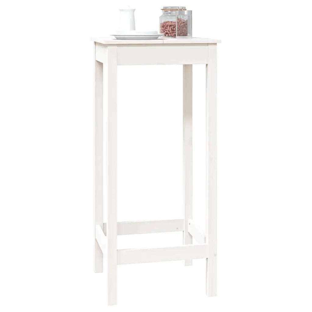 Tavolo da Bar Bianco 50x50x110 cm in Legno Massello di Pino 833264