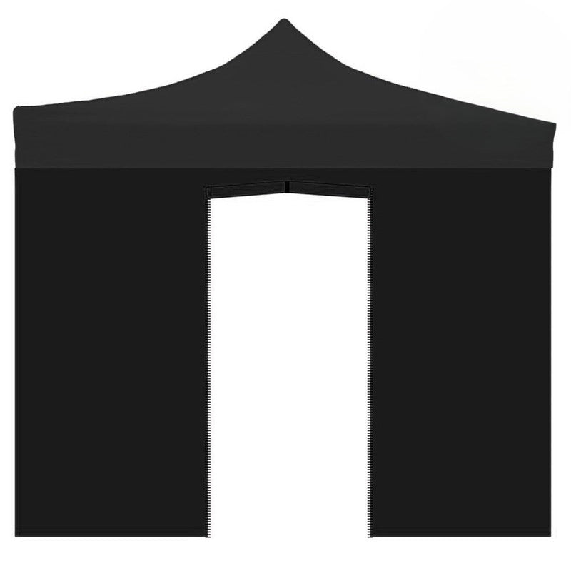 Telo laterale 3x2mt nero impermeabile con porta avvolgibile per gazebo richiudibile