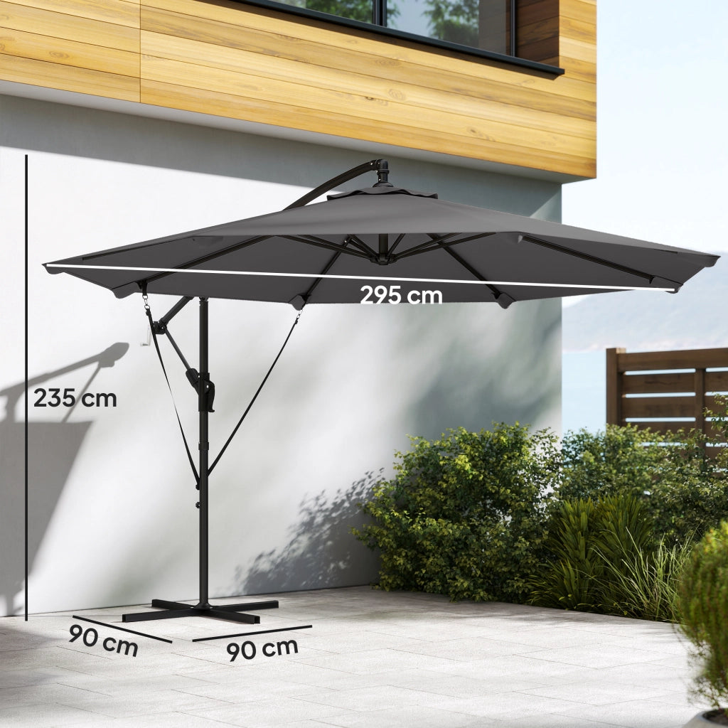 Ombrellone da giardino 300 cm inclinabile con manovella ¨C zephmum ¨C grigio scuro