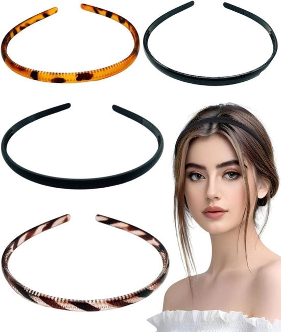 Set di 4 fascette plastiche con denti - fascia capelluta antiscivolo per donne e ragazze