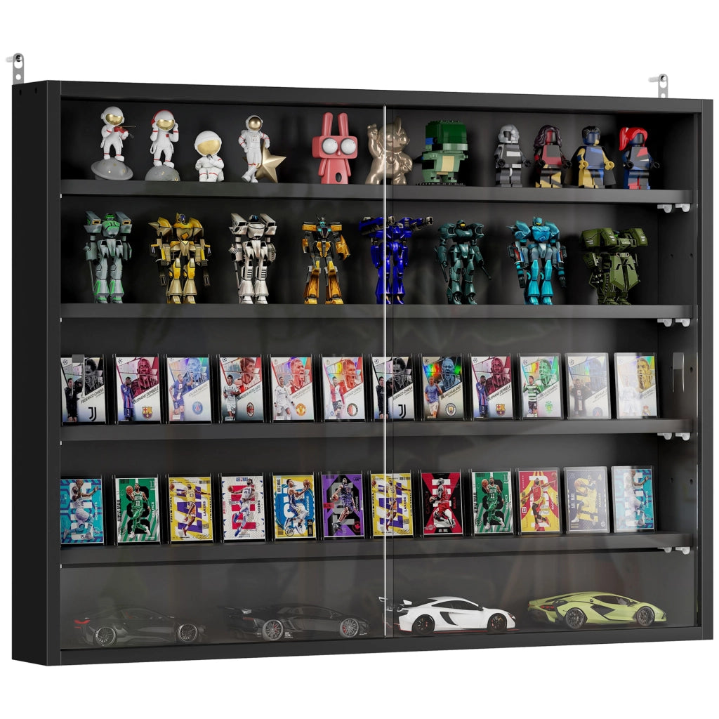 Libreria a muro con ante scorrevoli e ripiani regolabili ¨C zephmum ¨C 80x60x9.5 cm nero