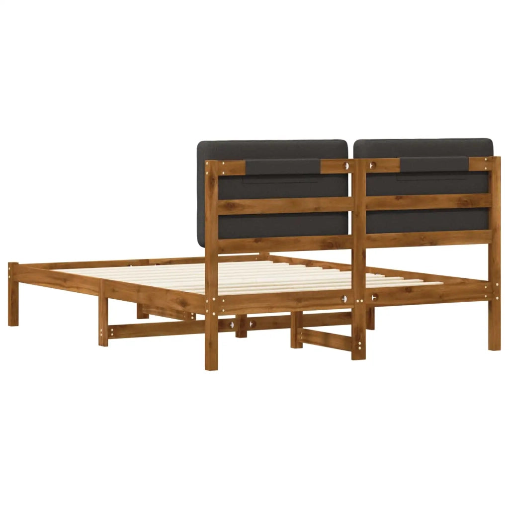 Letto con Testiera Rivestita Naturale e Grigio Scuro 903977