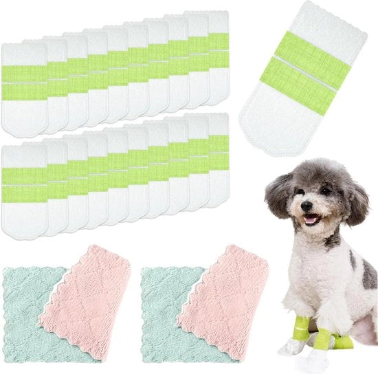 Pannolieri per cani - Set da 20 - Cinturino doppio - Stivali impermeabili.