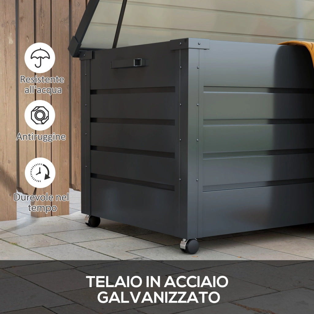 Baule da Esterno ¨C Zephmum ¨C Acciaio Zincato Grigio Scuro 120x62x66 cm