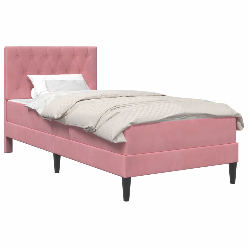 Struttura letto con materasso Rosa 80 x 200 cm Velluto 3415015
