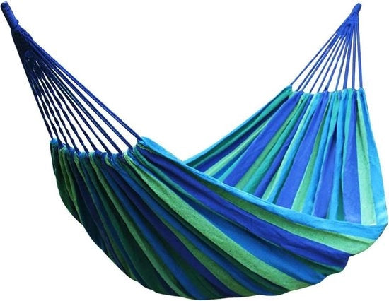 Hamac da Giardino Esterno per Campeggio e Viaggio - Blu e Verde Portatile 1,6 Metro