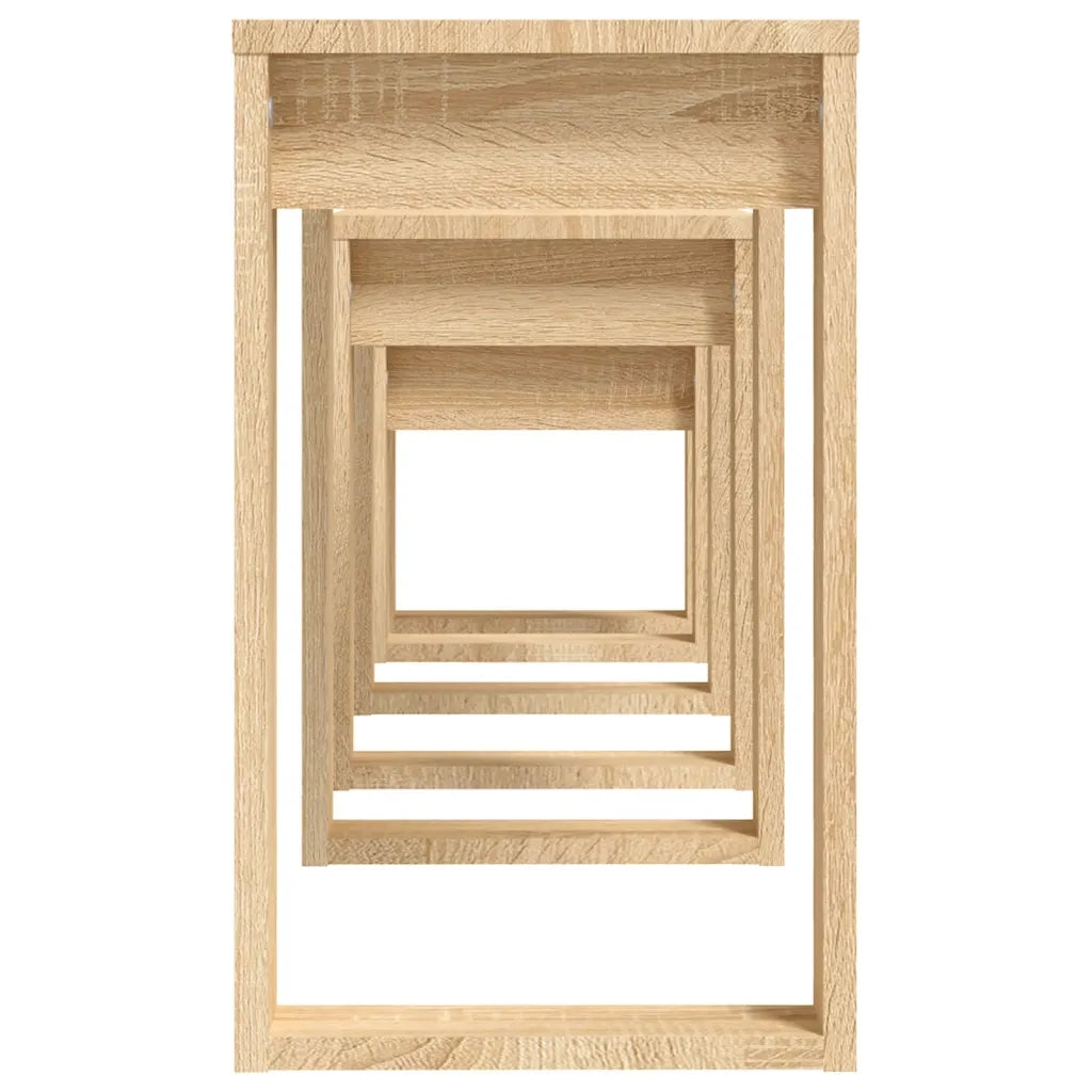 Tavolini Impilabili 3 pz Rovere Sonoma in Legno Multistrato cod mxl 7897