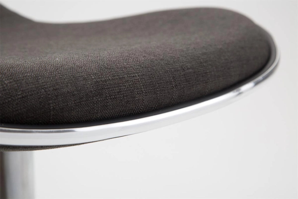 Sgabello Shanghai in tessuto grigio scuro,cromo
