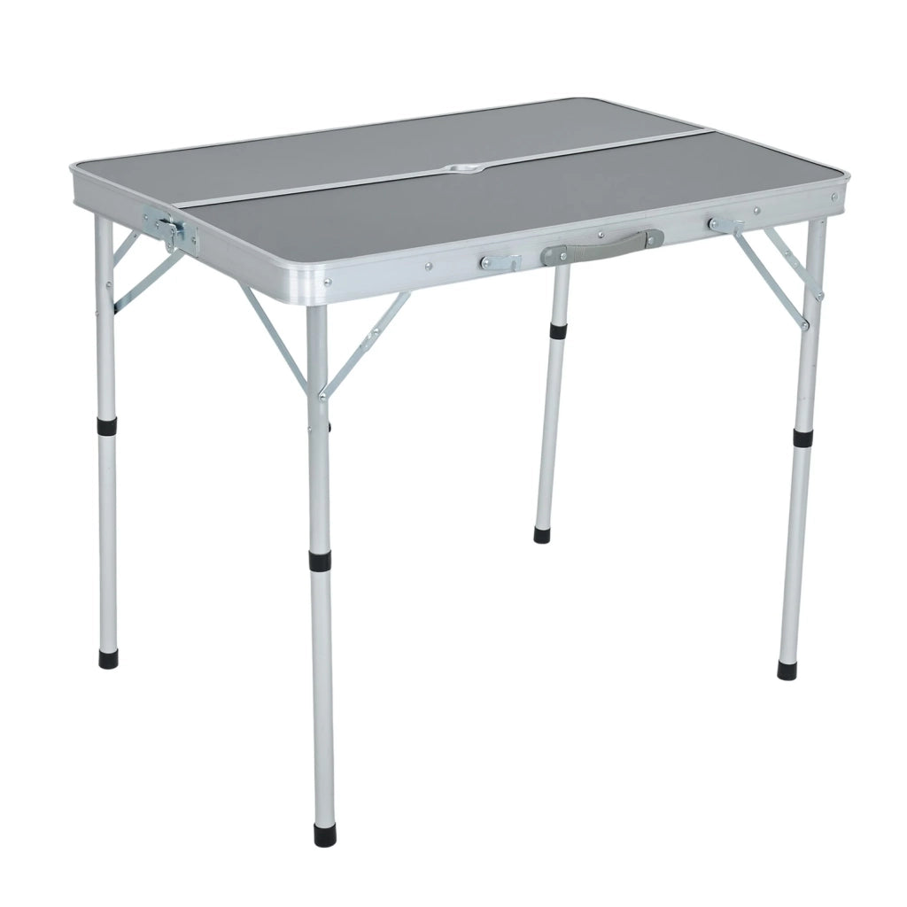 Tavolo da Campeggio ROI con 2 Panche Pieghevoli, Colore Grigio