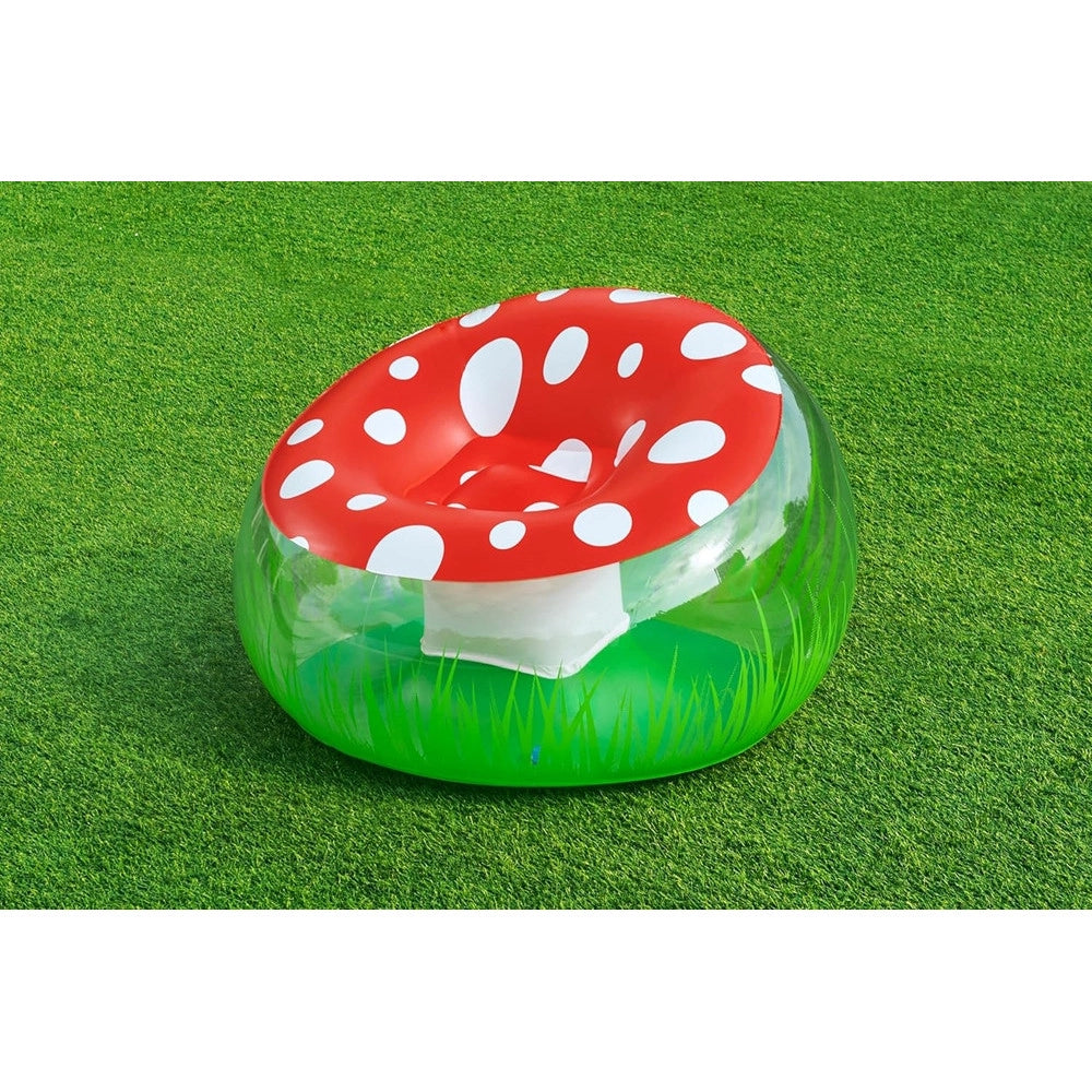 Trade Shop - Poltrona Gonfiabile Per Bambini Mighty Mushroom Design Fungo Con Erba 112x112x66cm 75123 -