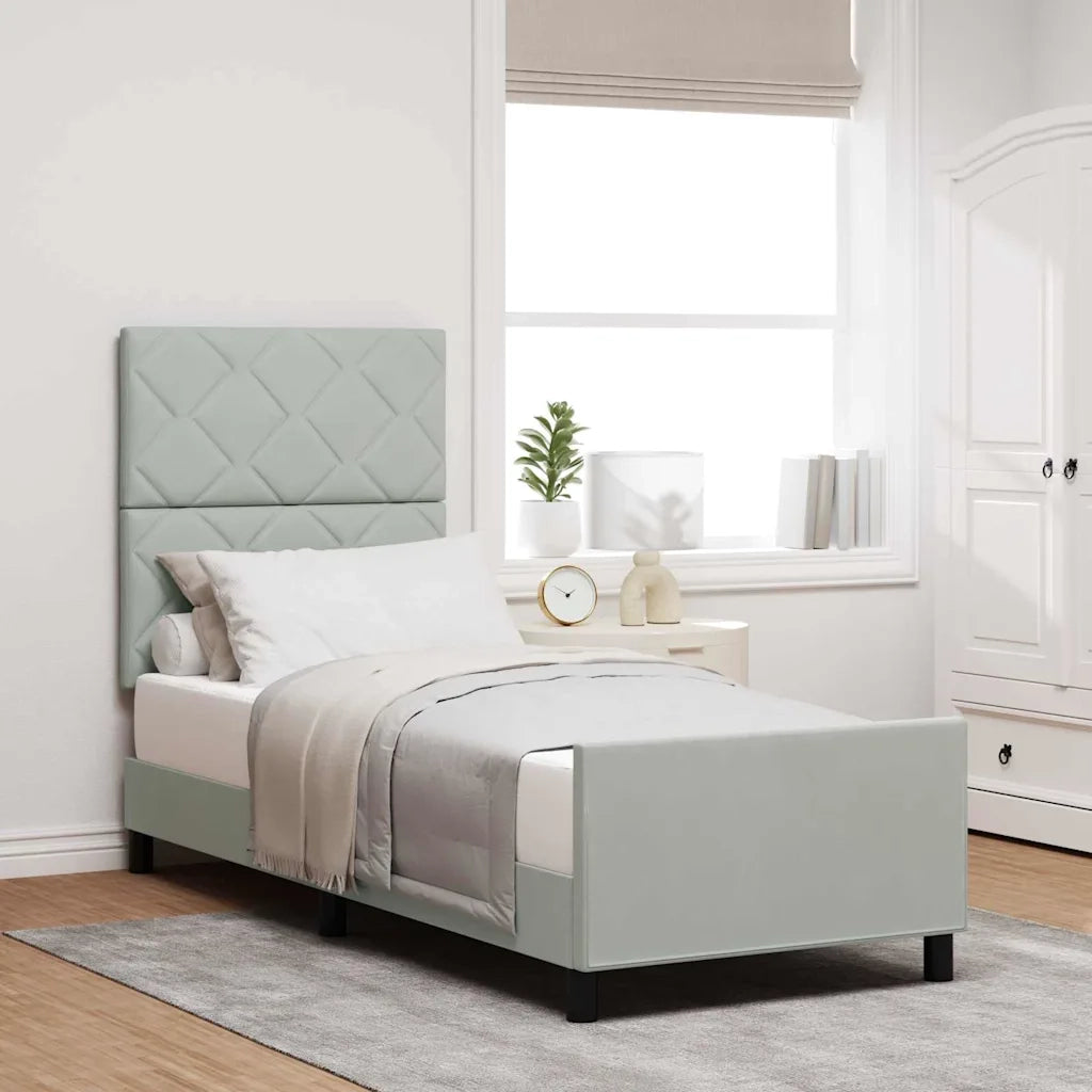Letto a molle con testiera Grigio chiaro 80 x 200 cm Velluto 3344969