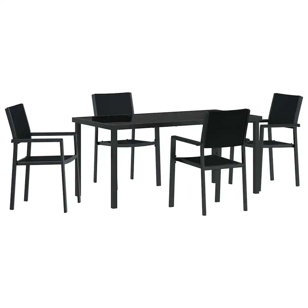 Set da Pranzo per Giardino 5 pcs Nero