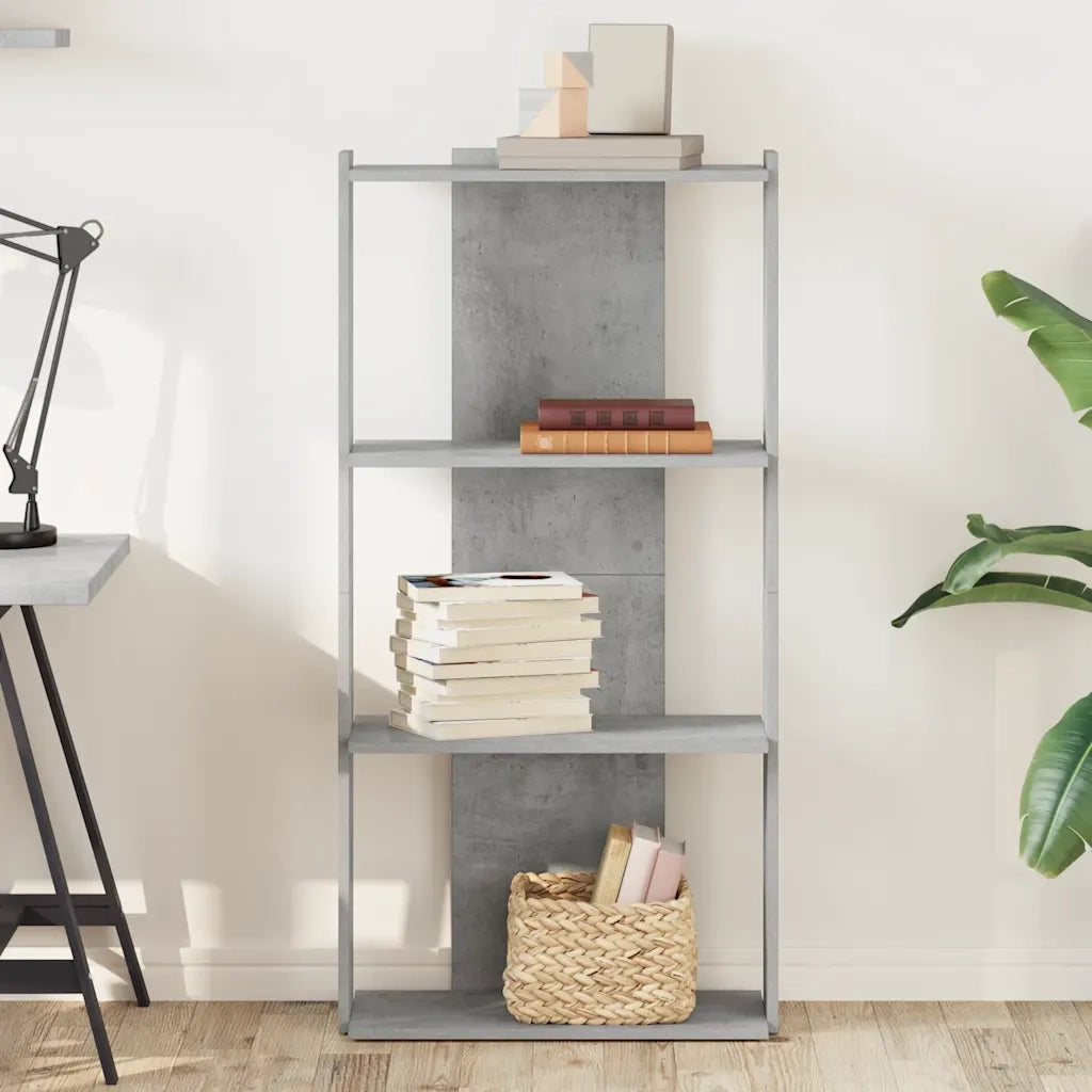 vidaXL Libreria 3 Ripiani Grigio Cemento 60x30x120 cm Multistrato