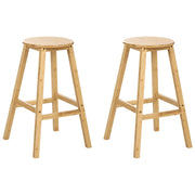 Set di 2 sgabelli da bar in legno di bambù marrone chiaro stile classico per cucina e sala da pranzo