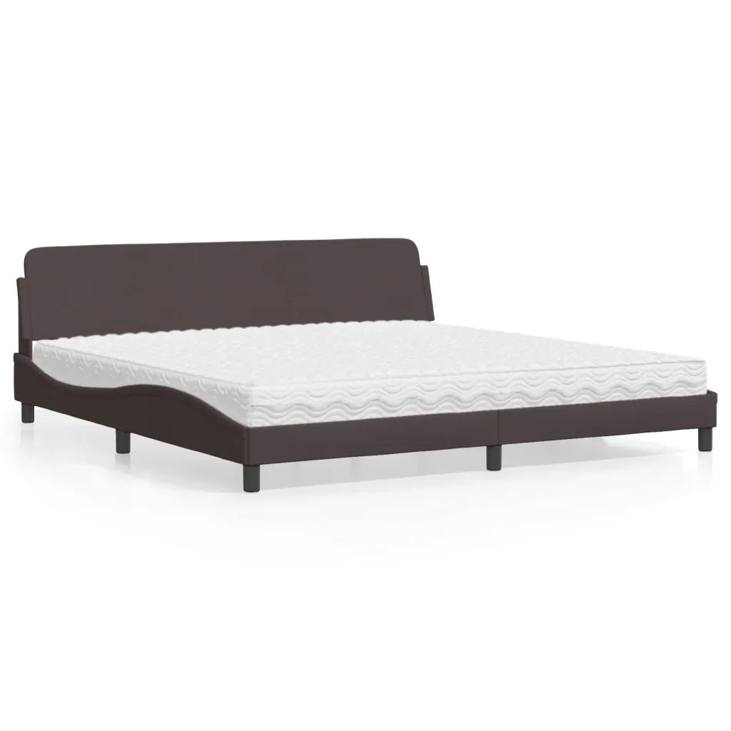 Letto con Materasso Dover Marrone Scuro 200x200 cm in Tessuto