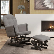 Poltrona Glider con Sgabello-Sedia a dondolo Grigio Chiaro in Tessuto 984193