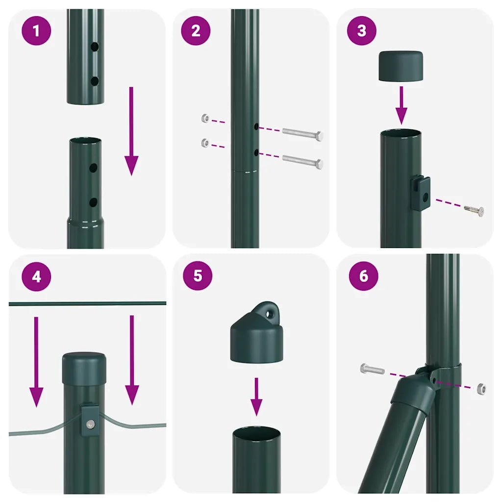 Palo della recinzione 7 pcs Verde Acciaio 42004296
