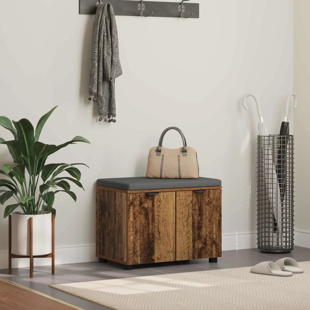 Panca per ingresso con cuscino-Sgabello-Panca da Corridoio Legno vecchio 60 x 38 x 46 cm 405885