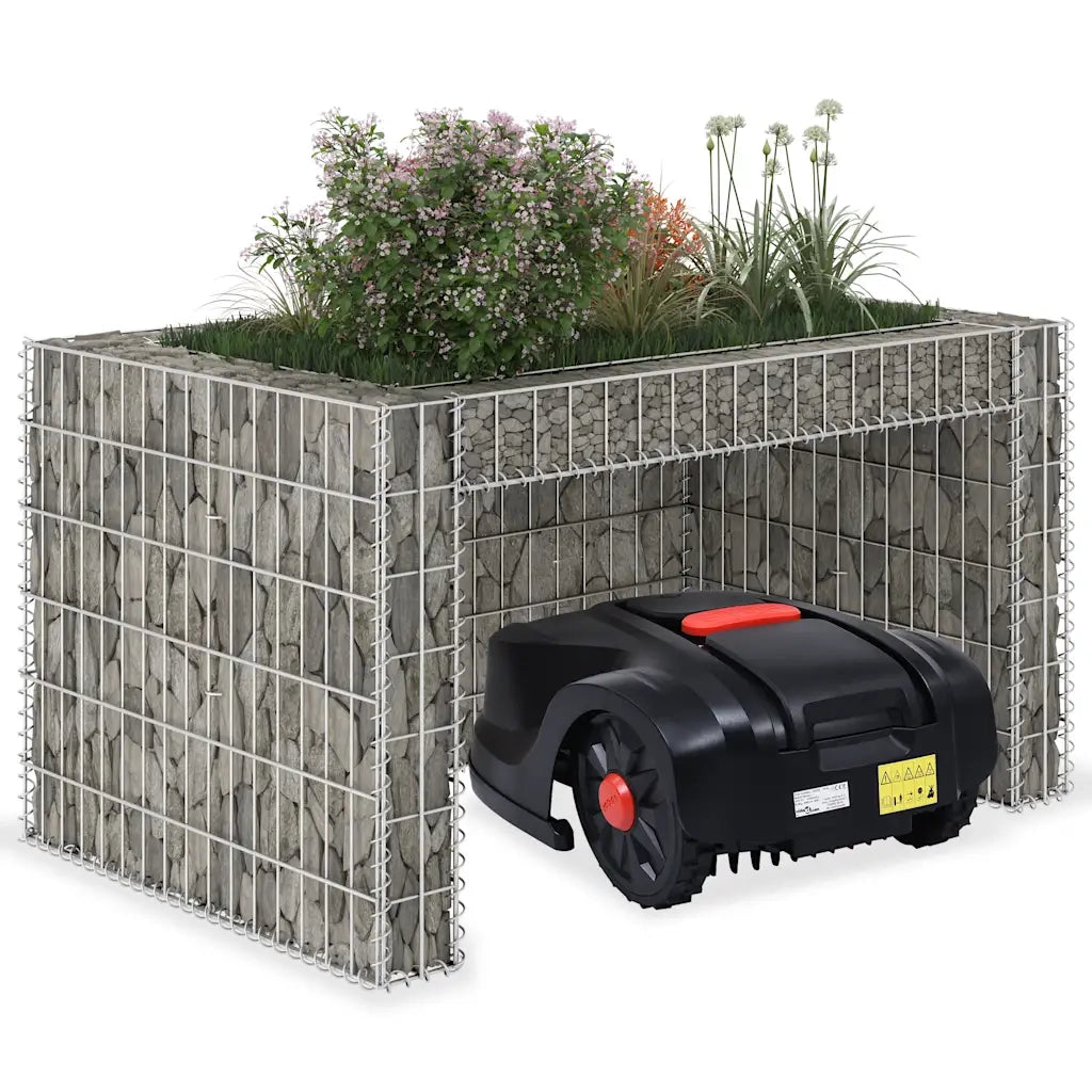 Casetta Rasaerba con Fioriera Rialzata-Supporto per Vaso 110x80x60cm Filo Acciaio