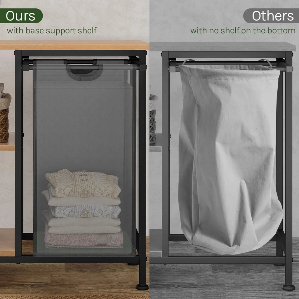 Mobile Bagno con Portabiancheria, Sacco per Bucato Rimovibile, Mobile Lavanderia a 4 Livelli, Cesto per Il Bucato in Tessuto Oxford da 31 L, 70x30x65 cm