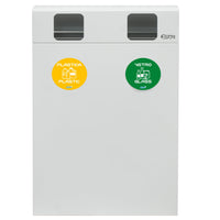 Pattumiera per Raccolta Differenziata 2 Scomparti 120 L 60x30x96 cm in Acciaio Verniciato Bianco