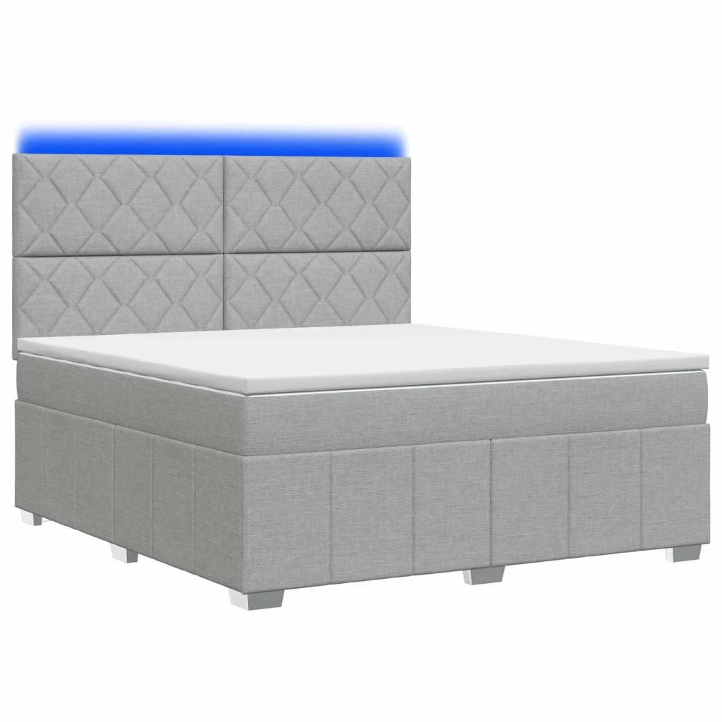 Letto Box Spring LED con Materasso Grigio Chiaro 160 x 200 cm 3455647