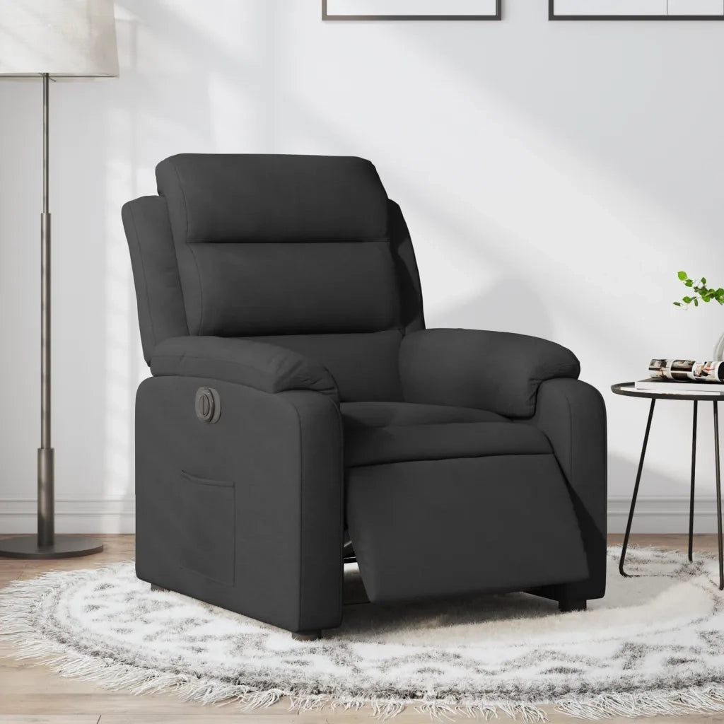 Poltrona | Sedia Relax Elettrica Reclinabile Nera in Tessuto
