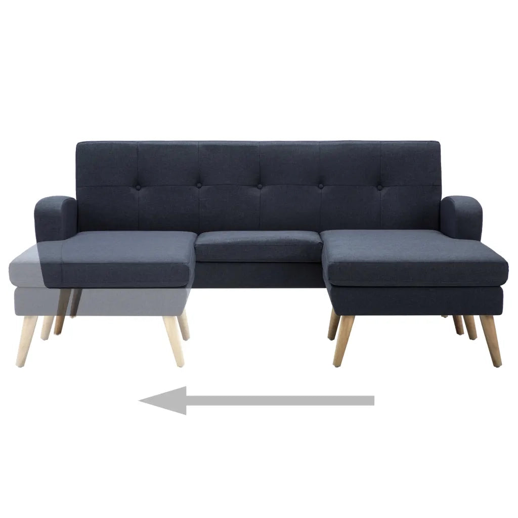 Divano a L Imbottito in Tessuto 186x136x79 cm Grigio Scuro cod mxl 19138