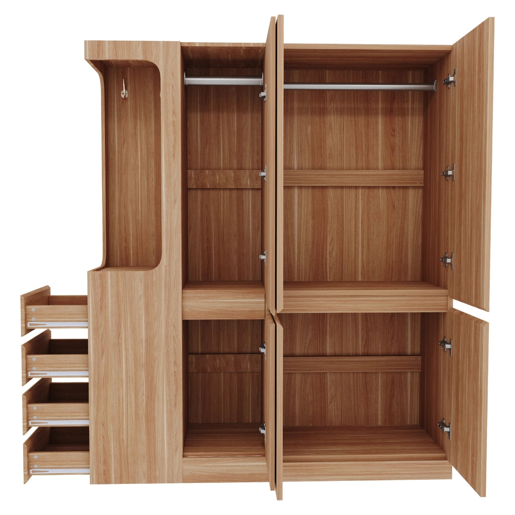 Armadio grande con cassetti e ripiani ¨C Minimal ¨C colore legno 140x40x170 cm